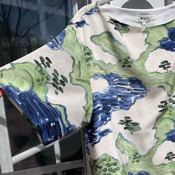 WHiT Esme Landscape Print Silk Dress NWT - Picture 14 of 16